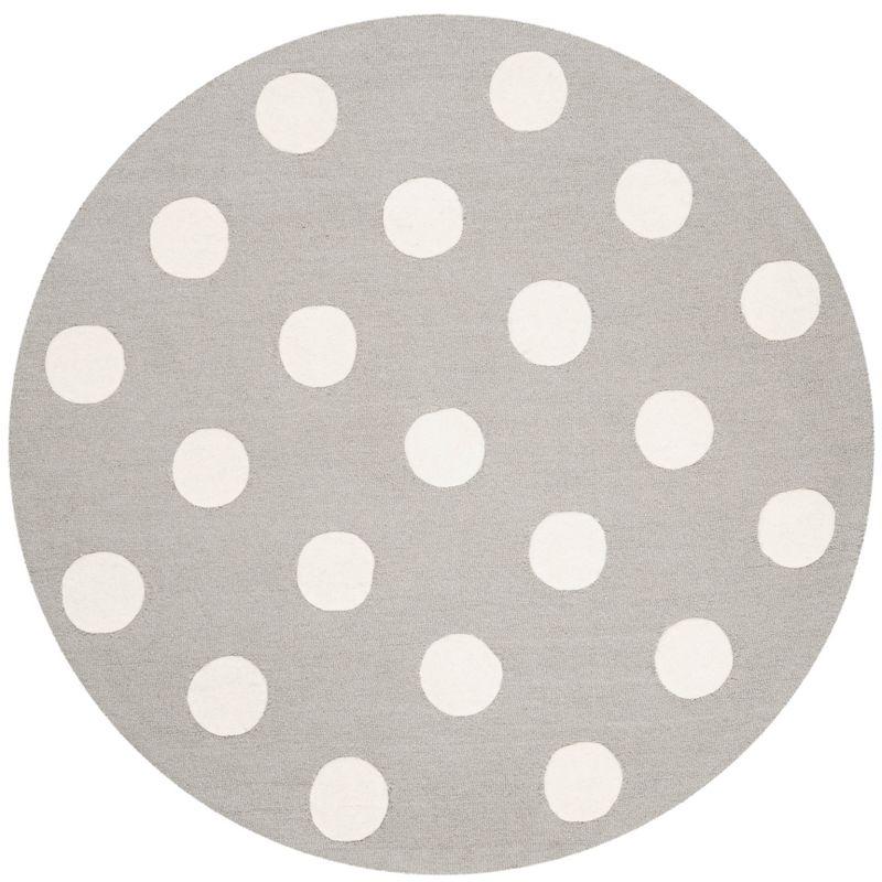 Safavieh Kids Polka Dots SFK904 Hand Tufted Indoor Area Rug - Grey/Ivory - 5' Round - Safavieh