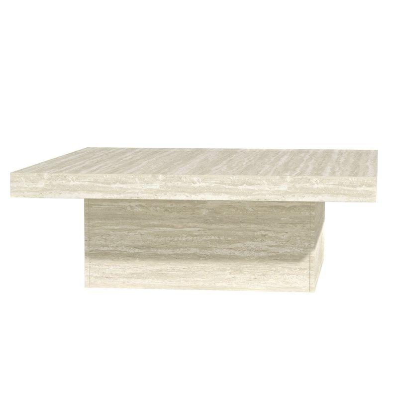 Galano Carmelo 35.4 in Square Wood Top Coffee Table in Concrete Gray, Cement Gray