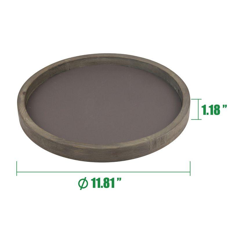 11.8" Rustic Round Wood Tray Brown - Stonebriar Collection