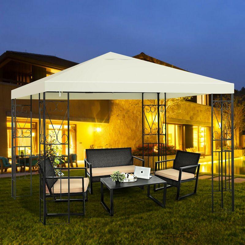 Beige 10'x10' Steel Frame Patio Gazebo Canopy Tent