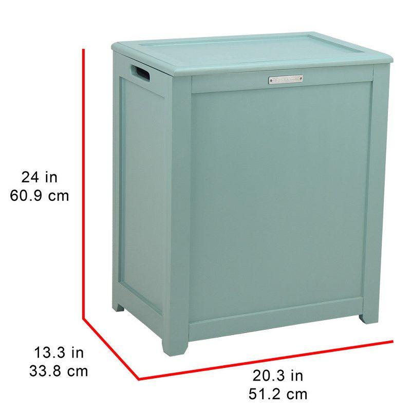 Turquoise MDF Wood Upright Laundry Hamper with Lid