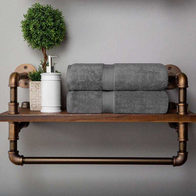 Luxury Egyptian Cotton Heavyweight Ultra-Plush Bath Towel Set of 2, Charcoal - Blue Nile Mills