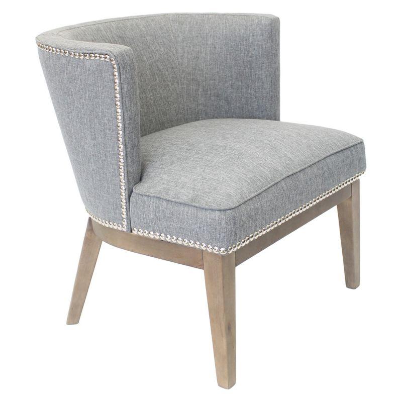 Ava Medium Grey Velvet Barrel Accent Chair with Wood Legs