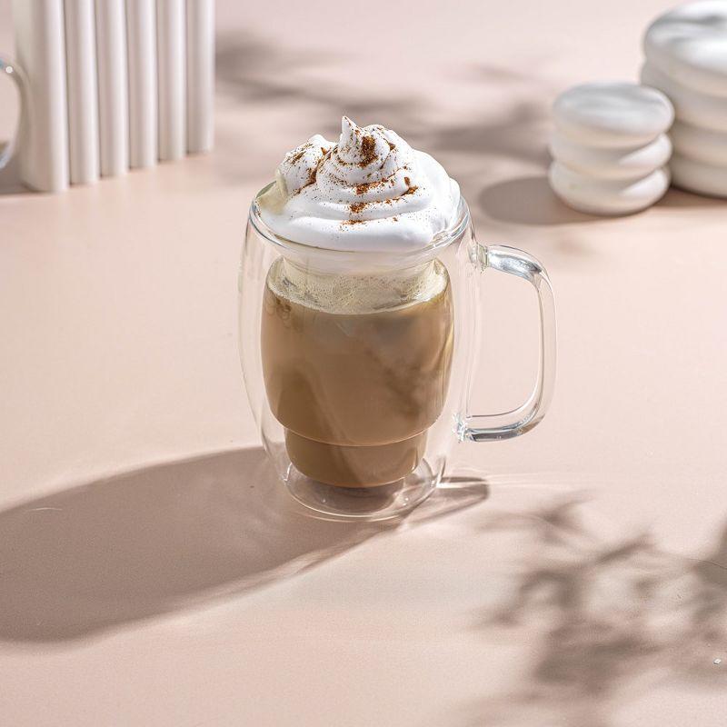 JoyJolt JoyJolt Cadus Double Wall Coffee Tea Glasses, 16oz (Set of 2)