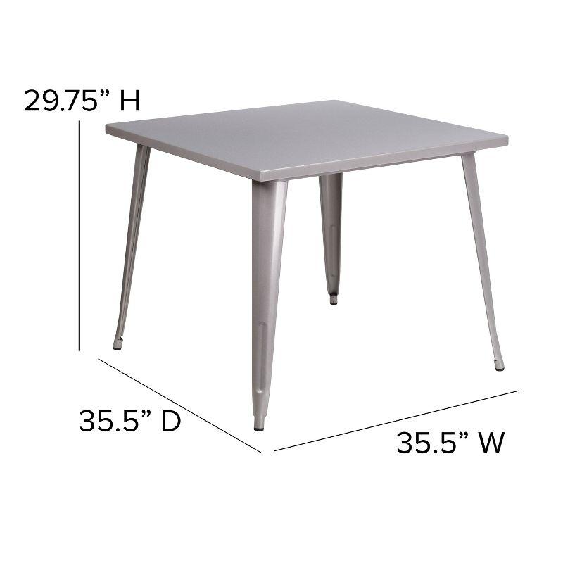 Flash Furniture Commercial Grade 35.5" Square Silver Metal Indoor-Outdoor Table
