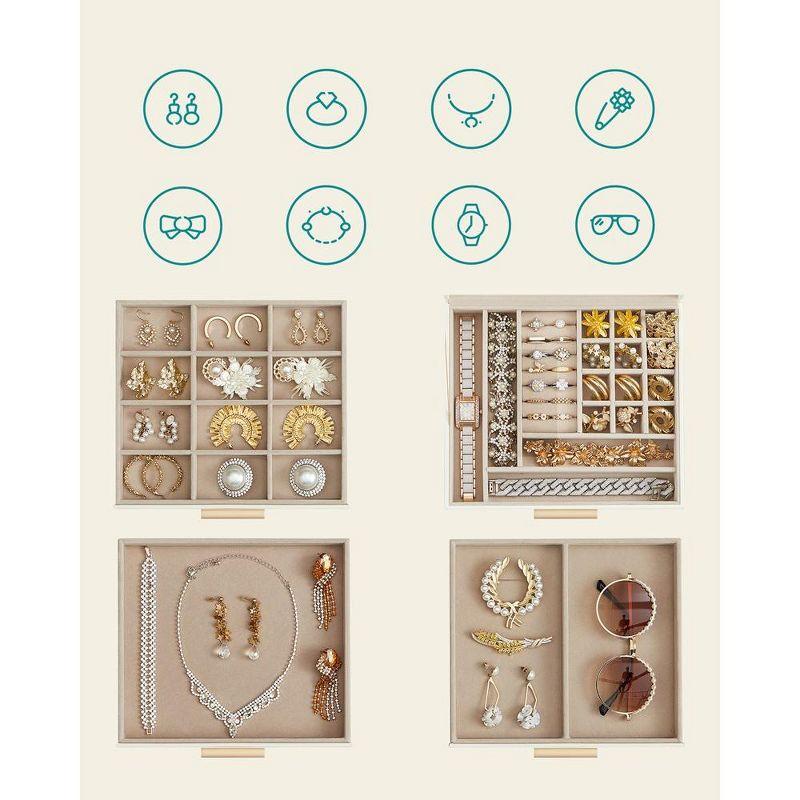 Stack man Big And Small Jewelry, Modern Style, 8 X 9.1 X 5.3 Inches, Valentine's Day Gift, Cloud White And Gold Color UJBC239WT