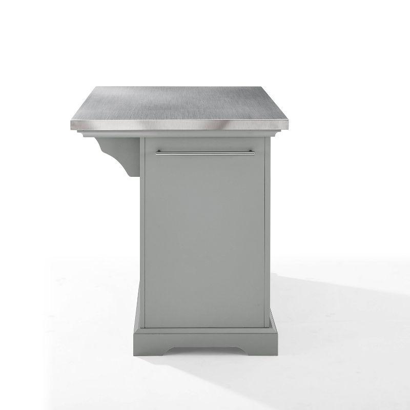 Julia Gray Stainless Steel Top Kitchen Island with Storage