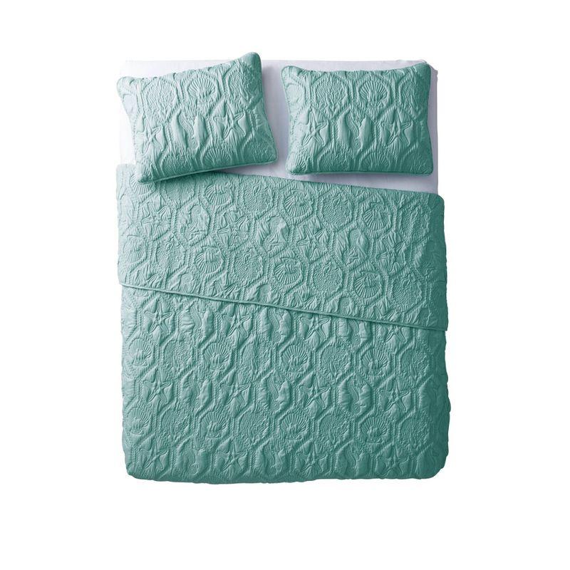 Shore Polyester Textured Sea Life Quilt Set