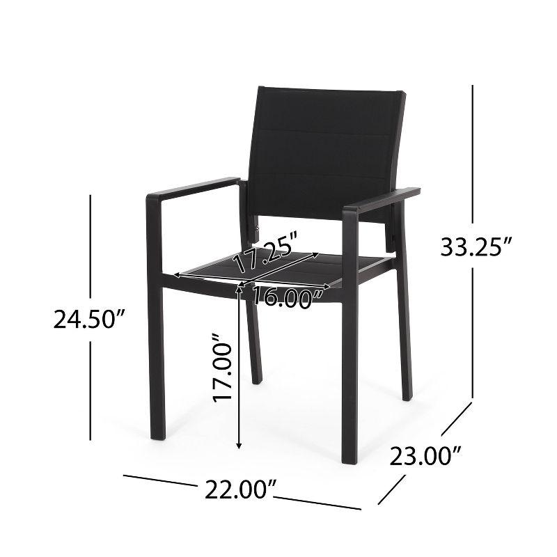 Christopher Knight Home 5pc Soto Mesh and Acacia Wood Teak Round Outdoor Dining Set Black