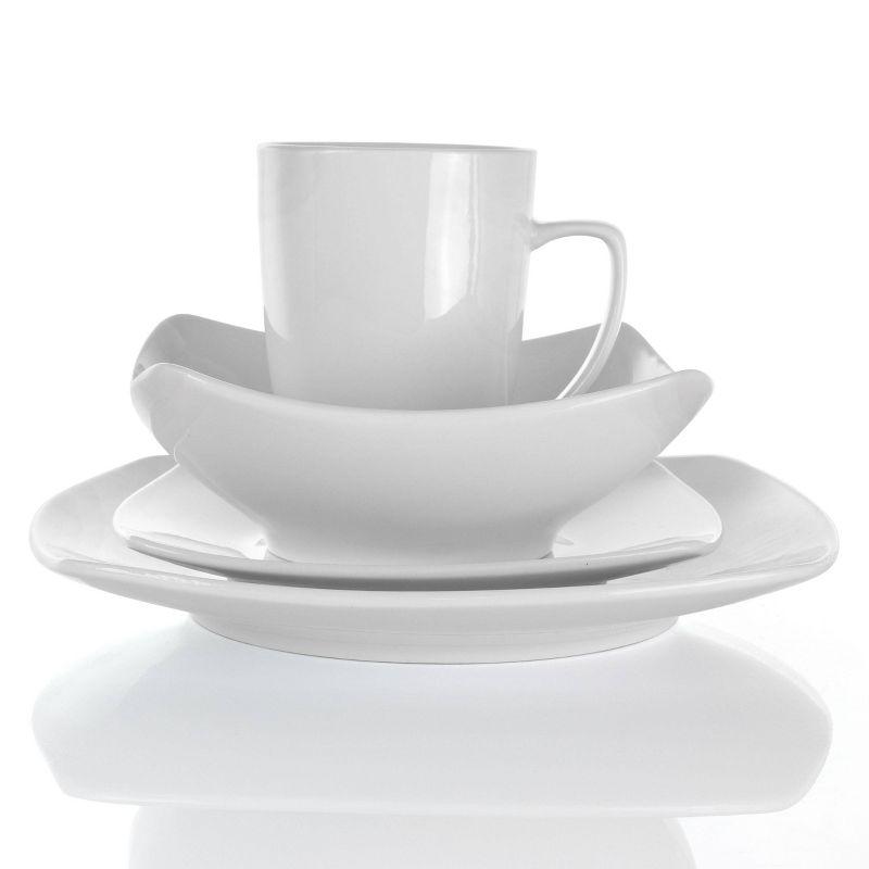 16-Piece White Porcelain Square Dinnerware Set