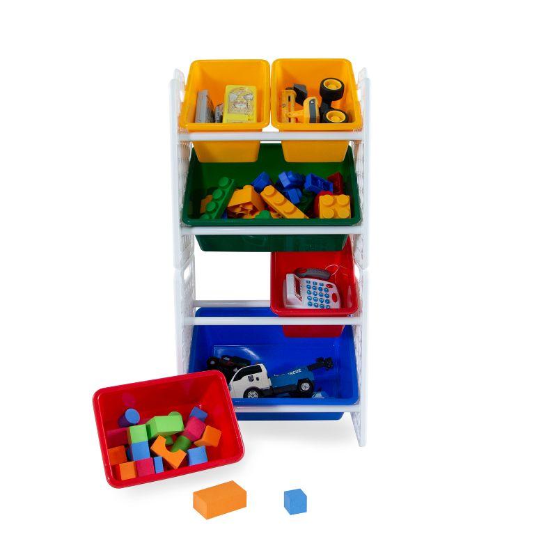 UNiPLAY Toy Organizer With 6 Removable Storage Bins and Block Play Panel, Multi-Size Bin Organizer