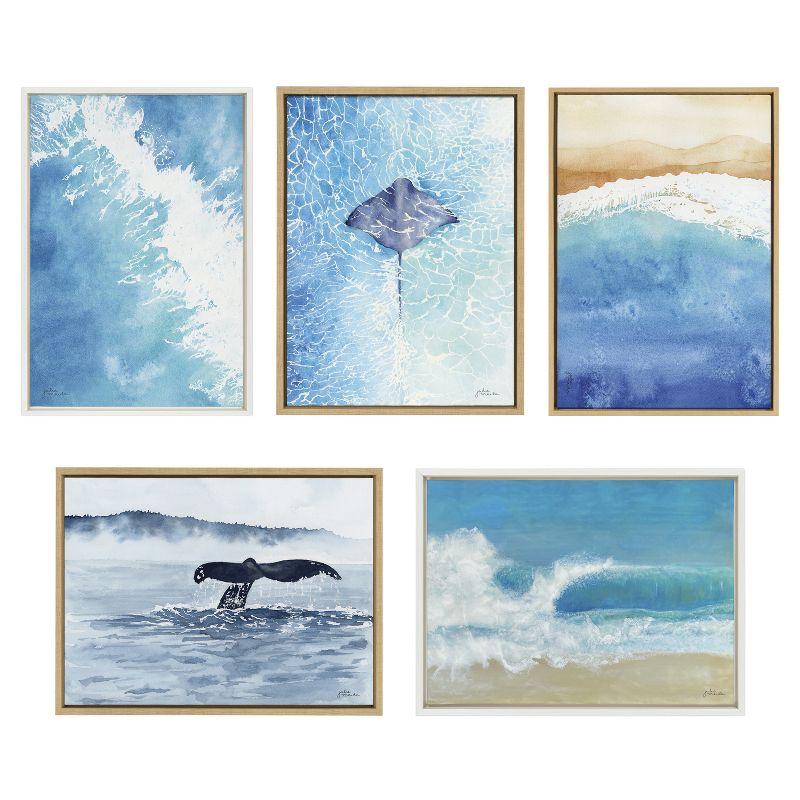 Kate and Laurel Sylvie Ocean Wake 1 and 2 Framed Canvas by Julie Maida, 2 Piece 18x24, White