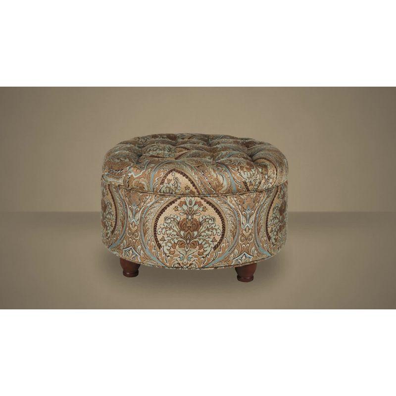 Large Tufted Round Storage Ottoman Navy - HomePop