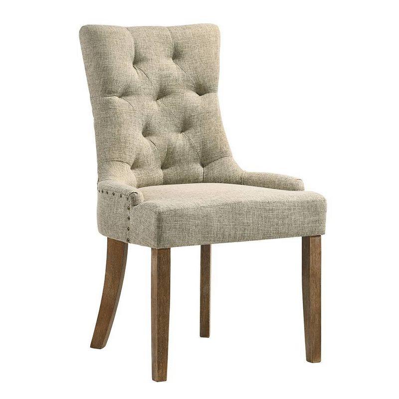 22" Yotam Accent Chair Beige Fabric/Salvaged Oak Finish - Acme Furniture