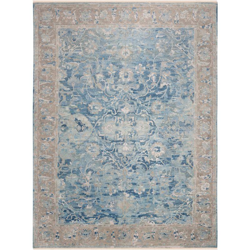 Sultanabad Heritage Blue Wool 8' x 10' Hand-Knotted Rug