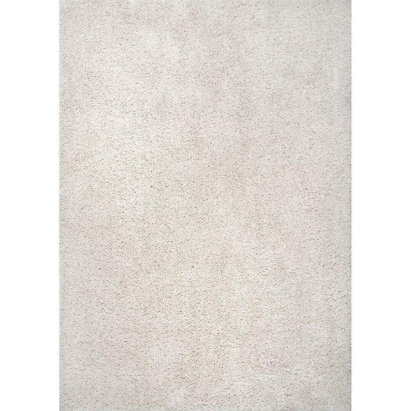 Cozy Comfort Solid White Shag Area Rug, 5x8