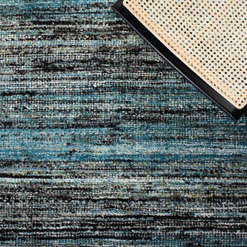 Charcoal and Blue Rectangular Synthetic Area Rug