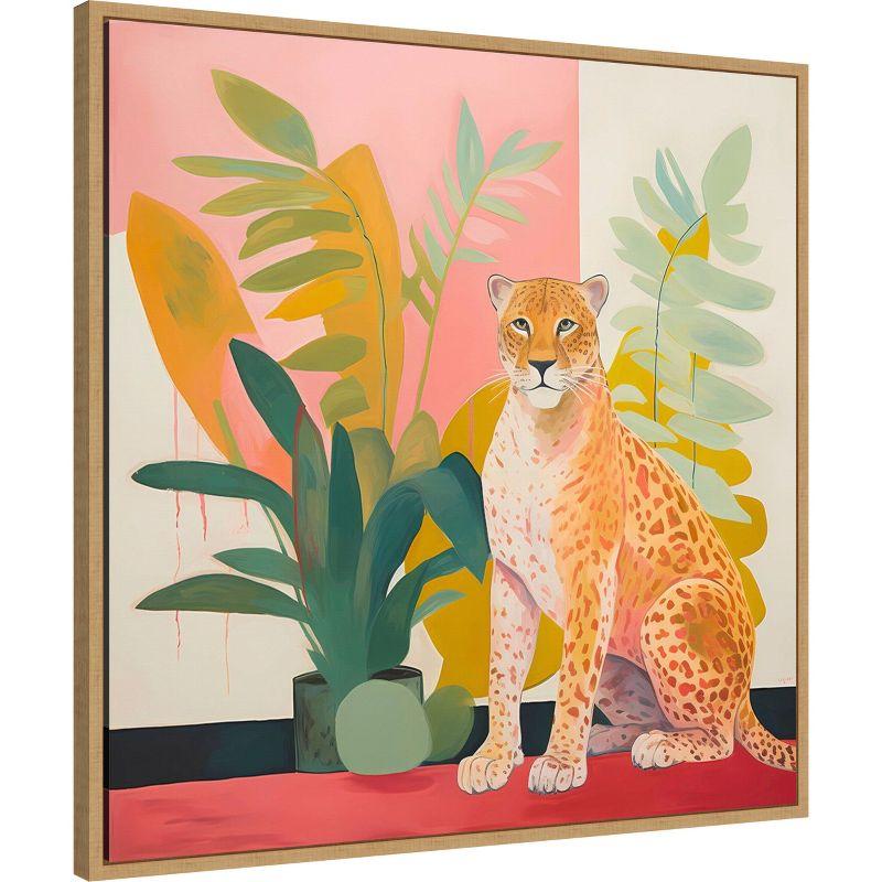 Vibrant Leopard and Tropical Foliage Canvas Art Print, 30x30