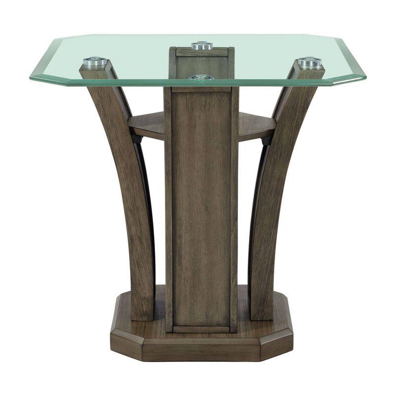 Simms Square End Table Gray - Picket House Furnishings: Glass Top, Transitional Base, Rubberwood