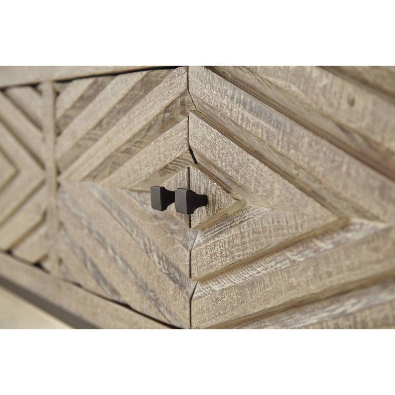 Roanley Sofa/Console Table Distressed Brown - Signature Design by Ashley: 4-Door Couch Table with Storage