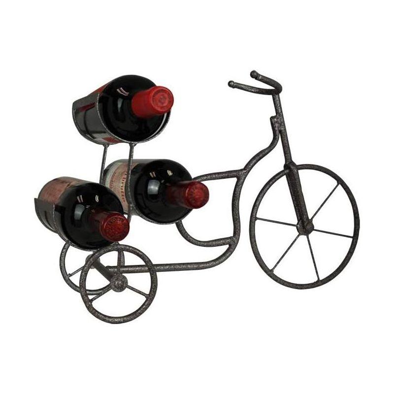 LIVEVIE Classic Vintage Bike Delivery Style Wine Rack Freestanding Wine Holder for 3 Bottles - Countertop Tabletop Wine Organizer