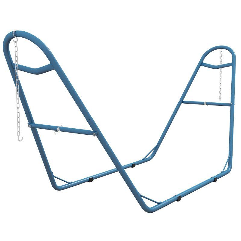 Blue Adjustable Steel Frame Hammock Stand with Weather Resistant Finish