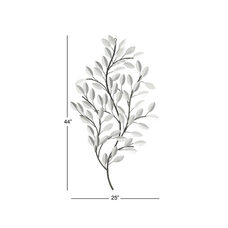 Metal Leaf Metallic Wall Decor with Stem Silver - Olivia & May: Glam Iron Art for Indoor