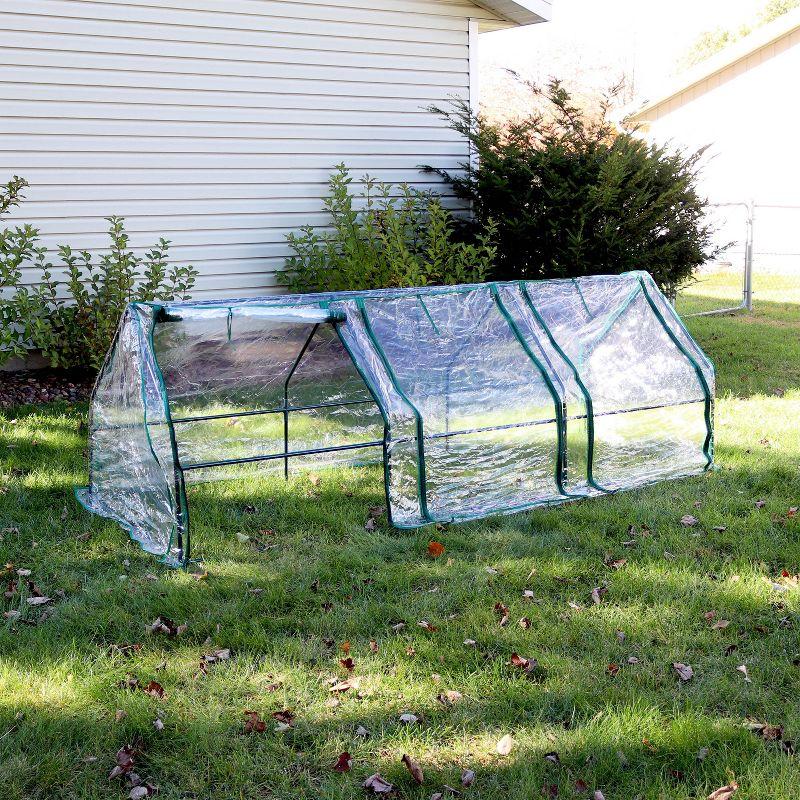 Sunnydaze Outdoor Portable Slanted Top Plant Shelter Mini Cloche Greenhouse with Zipper Doors - 36" - Clear