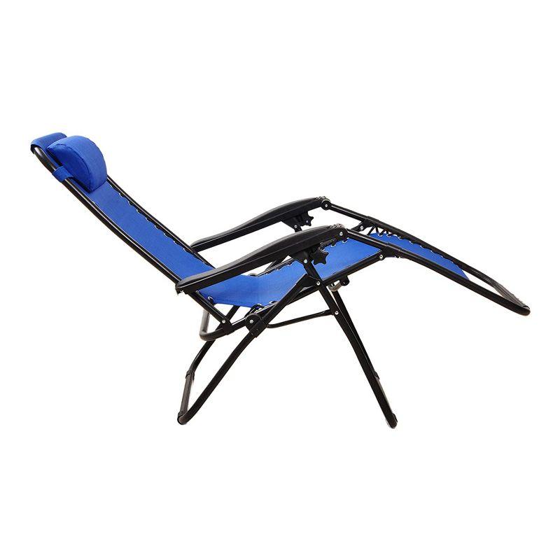 Elevon Adjustable Zero Gravity Recliner Lounge Chair w/ Detachable Cup Holder for Outdoor Deck, Patio, Beach or Bonfire, Weight Capacity 300Lbs, Blue