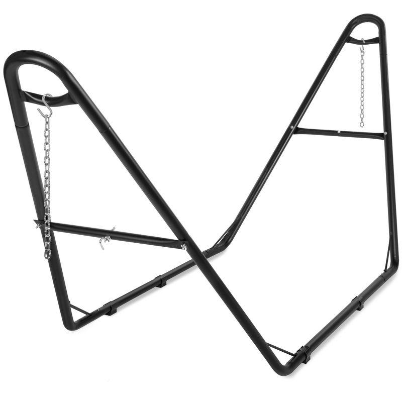 Adjustable Black Steel Outdoor Hammock Stand with Carrying Bag