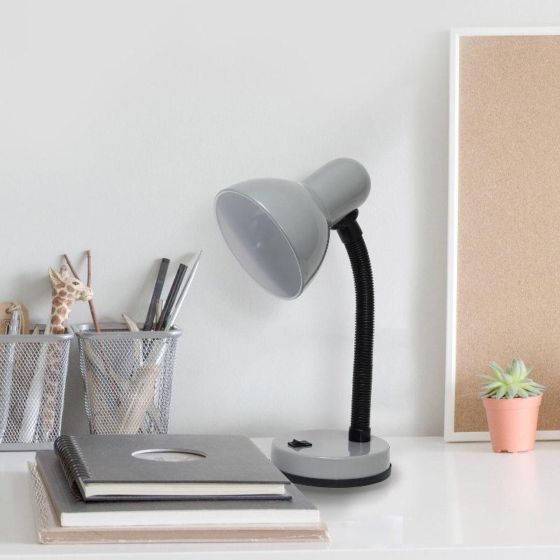 Basic Metal Desk Lamp with Flexible Hose Neck Silver - Simple Designs: ETL Listed, Adjustable, No Assembly Required