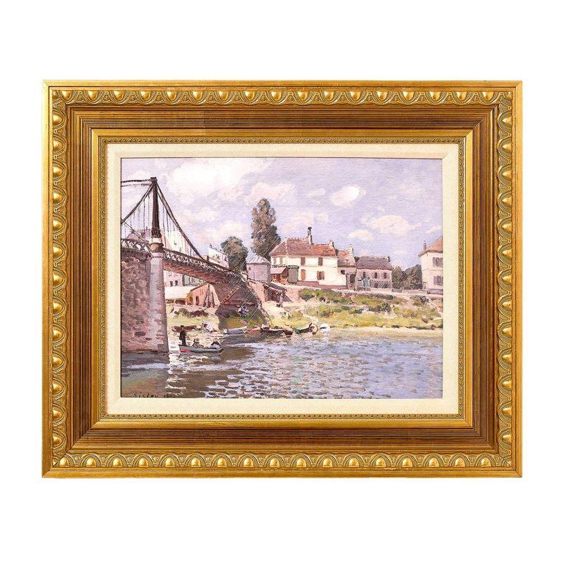 American Art Decor 22.75"x18.75" Ornate Framed The Bridge at Villeneuve Canvas Print by Alfred Sisley: Impressionist Wall Art