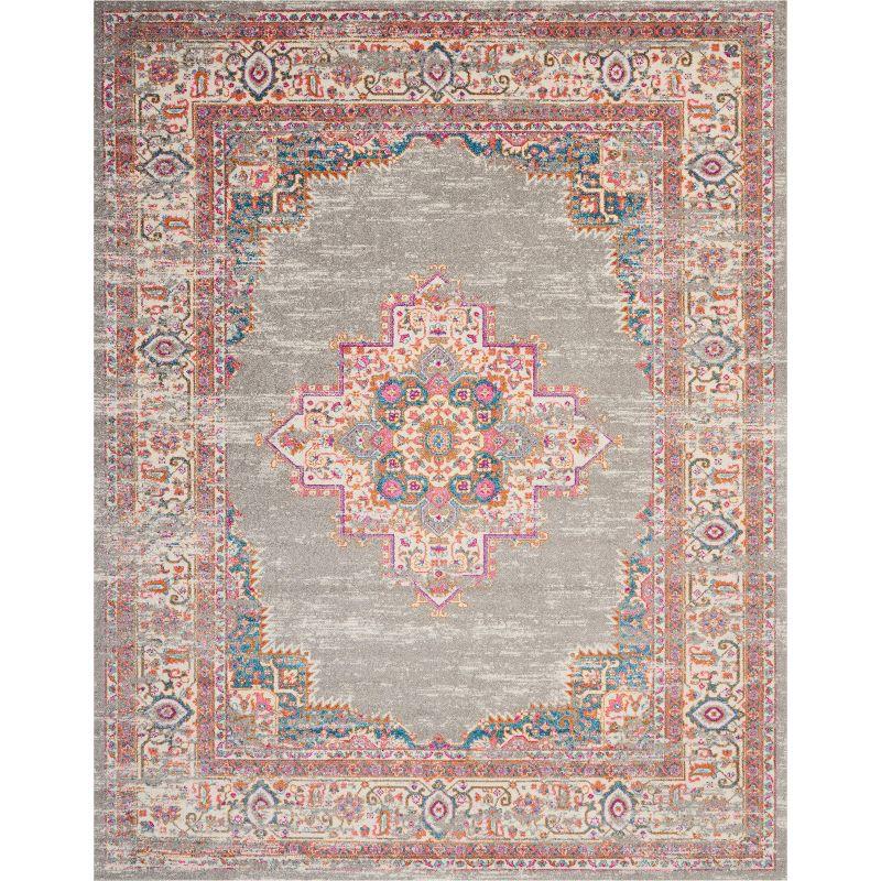 Bohemian Bliss Blue Geometric 9' x 12' Easy-Care Area Rug