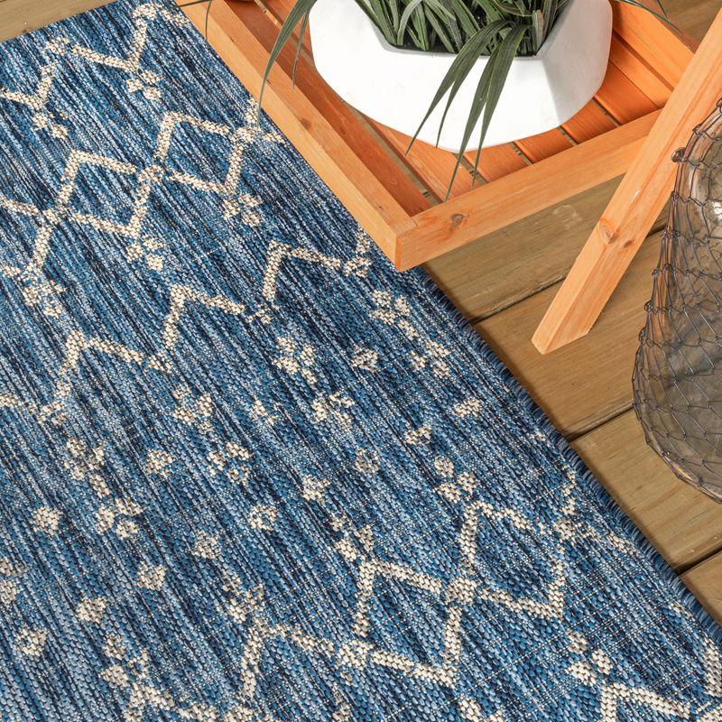 Ourika Moroccan Geometric Textured Weave Indoor/Outdoor Area Rug - JONATHAN Y