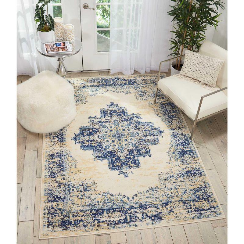 Elegant White Medallion 5' x 7' Tufted Synthetic Area Rug