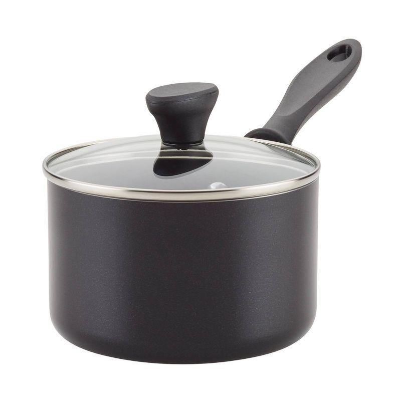 Black Aluminum Nonstick 2-Quart Covered Saucepan with Glass Lid