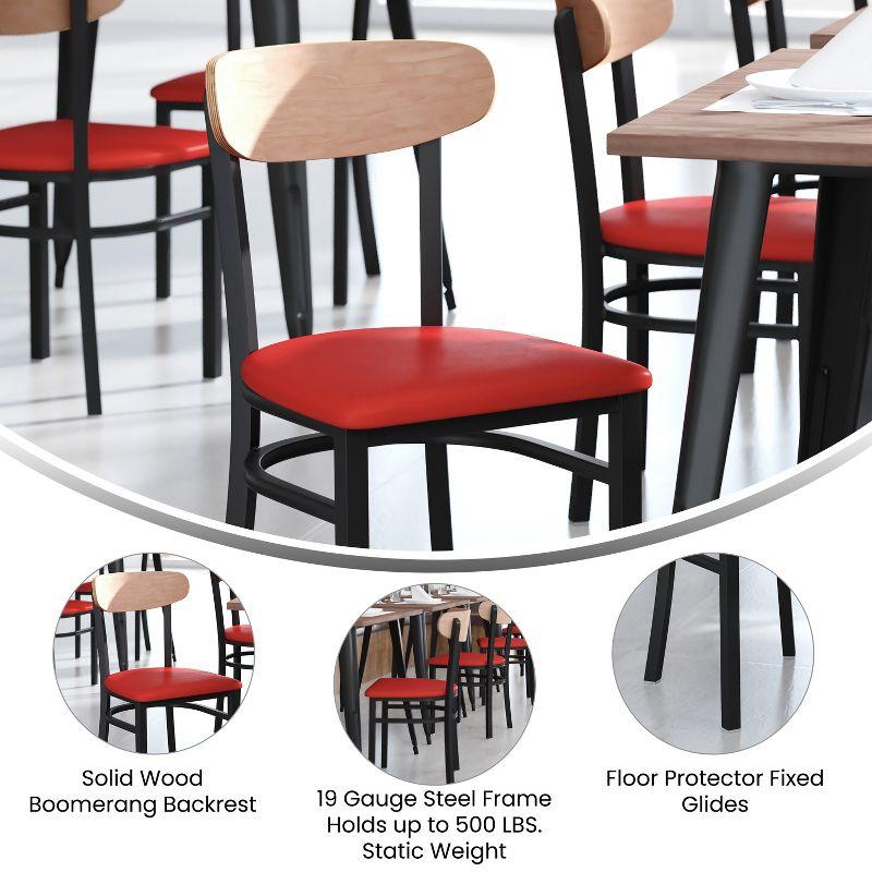 Flash Furniture Wright Commercial Grade Dining Chair with 500 LB. Capacity Steel Frame, Solid Wood Seat, and Boomerang Back