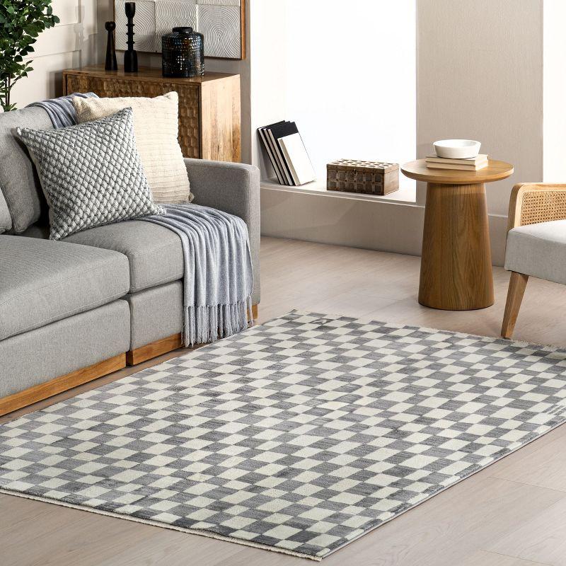 Nuloom Dominique Abstract Checkered Fringe Area Rug