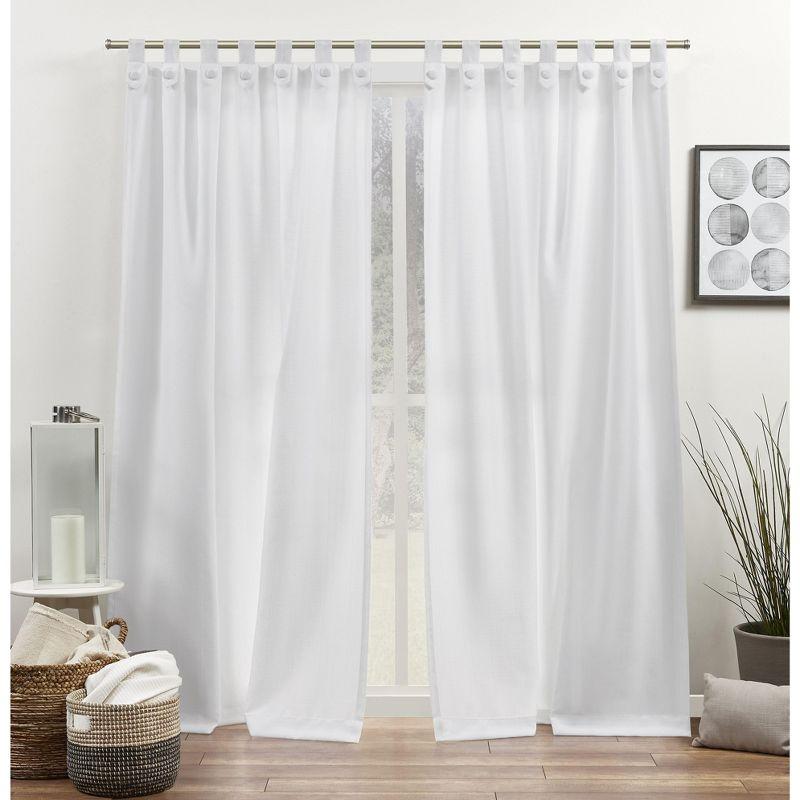 Set of 2 Loha Linen Braided Tab Top Window Curtain Panel - Exclusive Home