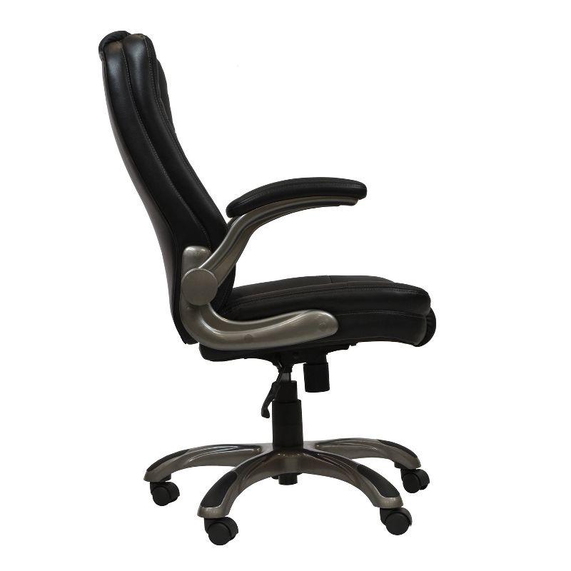 Medium Back Manager Chair with Flip-up Black - Techni Mobili: Stitched Techniflex, Built-in Support, 5-Star Base