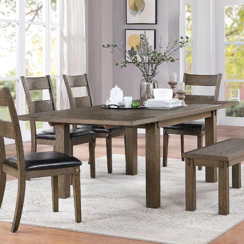 Acme Furniture 96" Nabirye Dining Table Dark Oak: 60 Day Warranty, Wood Composite, Pedestal Base