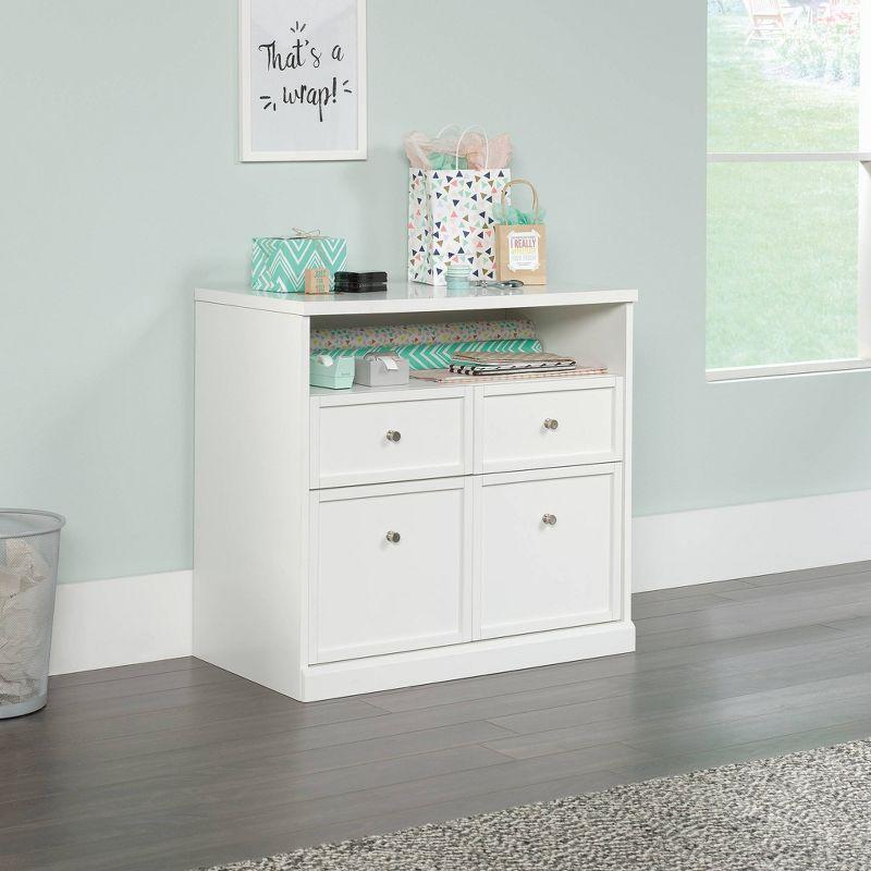 White 4-Drawer Office Storage Cabinet with Adjustable Shelving