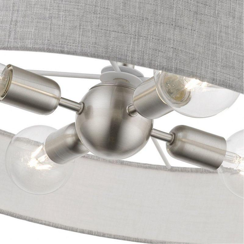 Elmhurst Modern 4-Light Brushed Nickel & Shiny White Drum Semi-Flush Mount