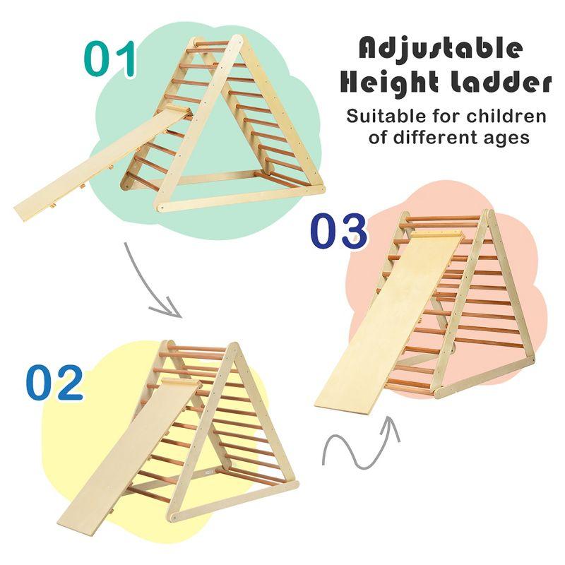 Costway Foldable Wooden Climbing Triangle Indoor Home Climber w/ Ladder for Toddler Baby