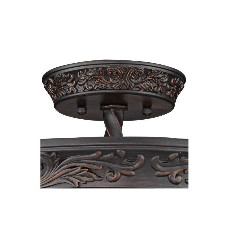 Franklin Iron Works French Scroll Rustic Farmhouse Ceiling Light Semi Flush Mount Fixture 16 1/2" Wide Rubbed Bronze 3-Light for Bedroom Kitchen House