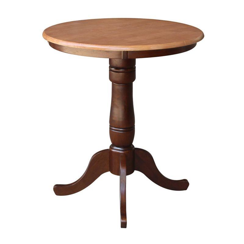 30" Round Top Pedestal Counter Height Table Cinnamon/Brown - International Concepts: Solid Wood, Seats 4