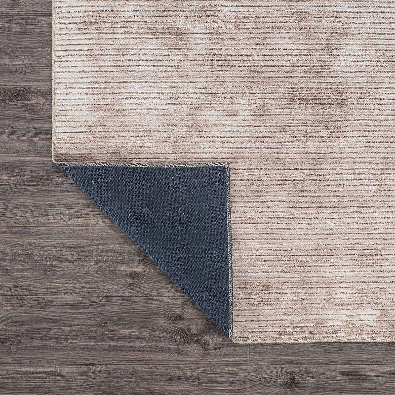 World Rug Gallery Contemporary Distressed Stripe Machine Washable 8'4"x11'6" Beige Area Rug