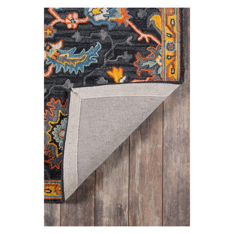 Momeni 2'x3' Floral Tufted Accent Rug Charcoal: Wool Botanical Area Rug, Traditional Handmade Medium Pile