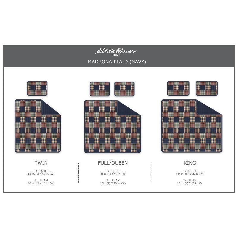 Eddie Bauer Madrona Blue Cotton Reversible Quilt Set