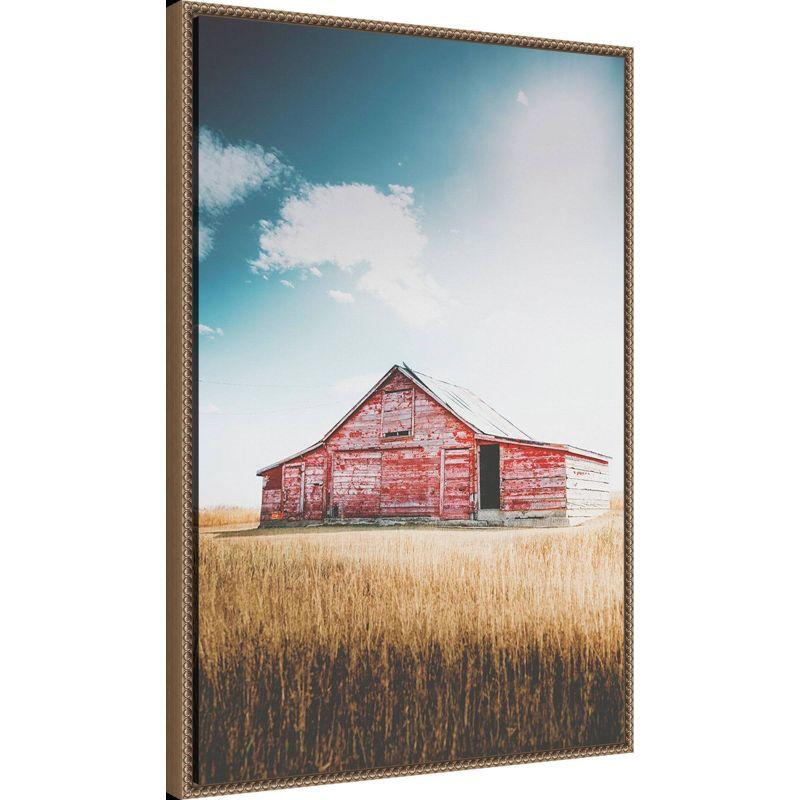 23"x33" Country Barn Red by Annie Bailey Art Framed Canvas Wall Art Print Bronze - Amanti Art